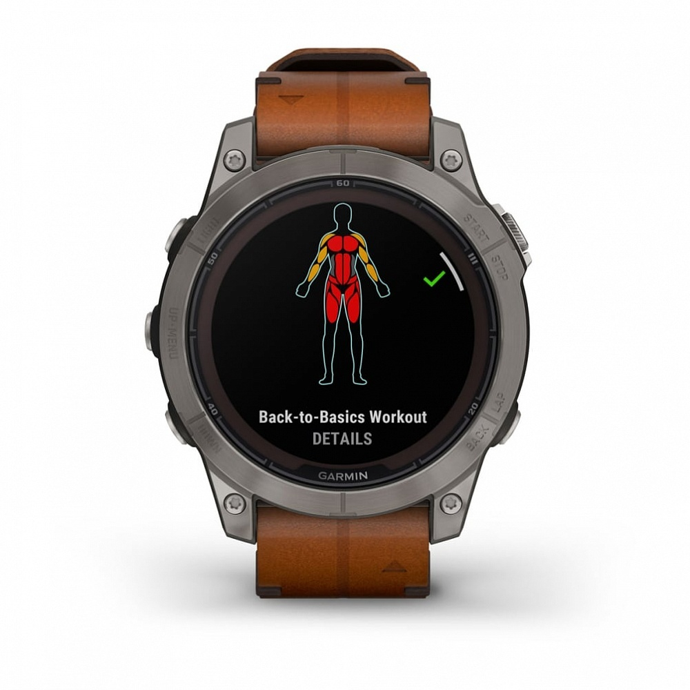 Смарт часы Garmin Fenix 7 Pro Sapphire Solar титановый серый с коричневым кожаным ремешком