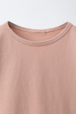 ZARA ОДНОТОННАЯ ФУТБОЛКА, ШОКОЛАДНЫЙ