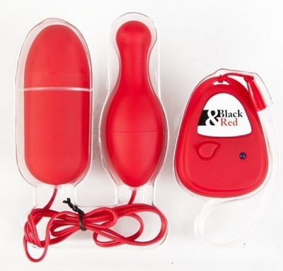 Красный вибронабор с пультом ДУ и 5 режимами вибрации