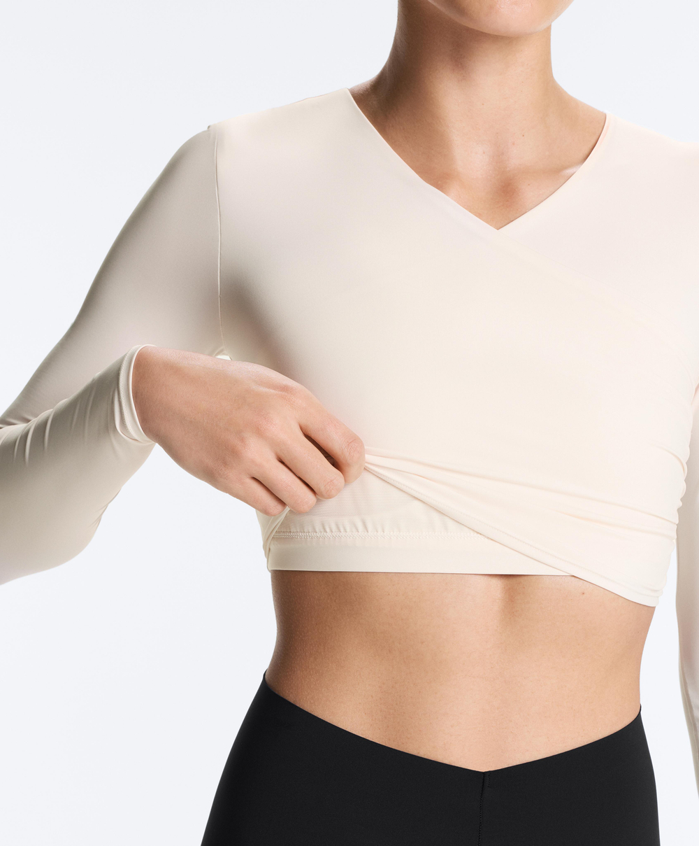 Oysho Лонгслив Light Touch, светлый экрю