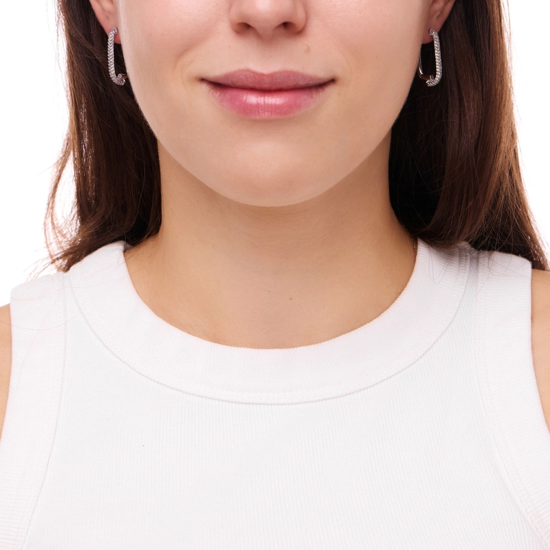 Серьги Серебряный Блестящий Кристалл