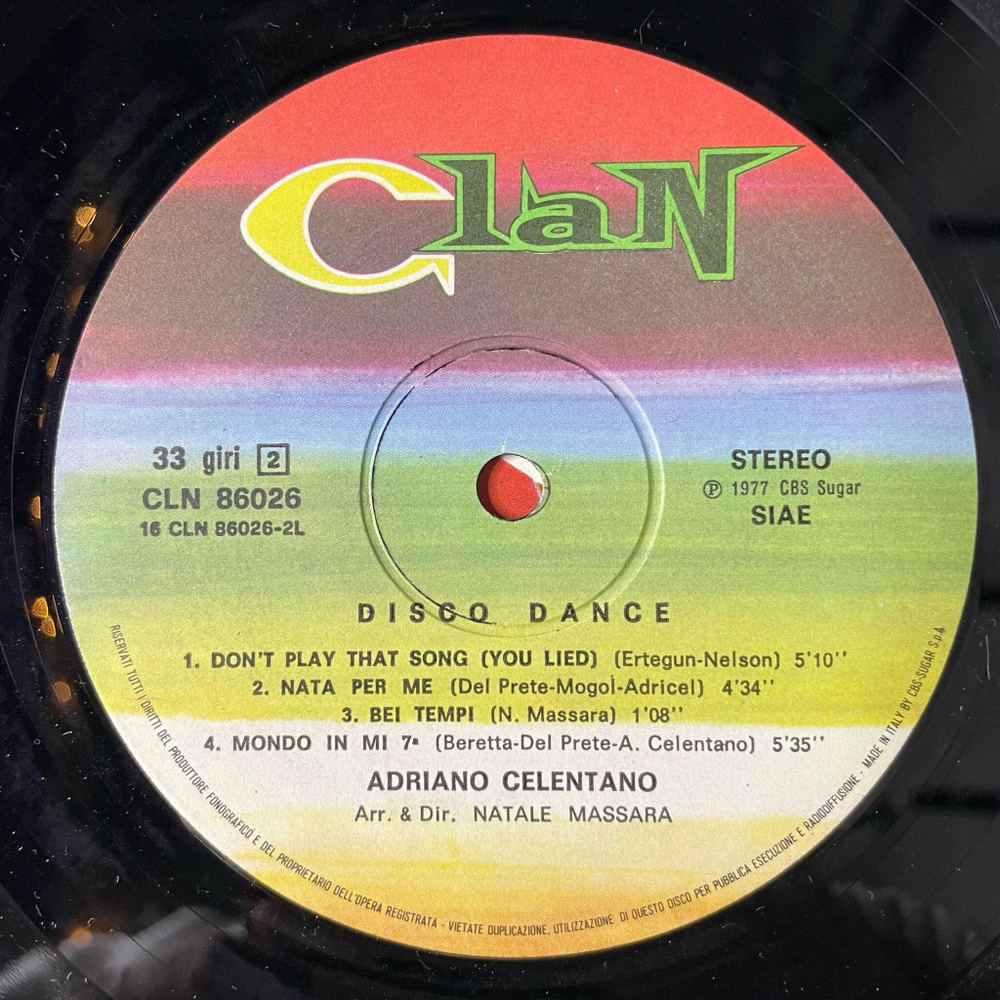 Винтажная виниловая пластинка LP Adriano Celentano Адриано Челентано Disco Dance (Italy 1977) Azzurro