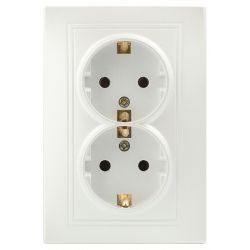 Розетка Intro Plano 1-205-06 с заземлением двойная 2X2P+E Schuko, 16А-250В, IP20, СУ, перламутр