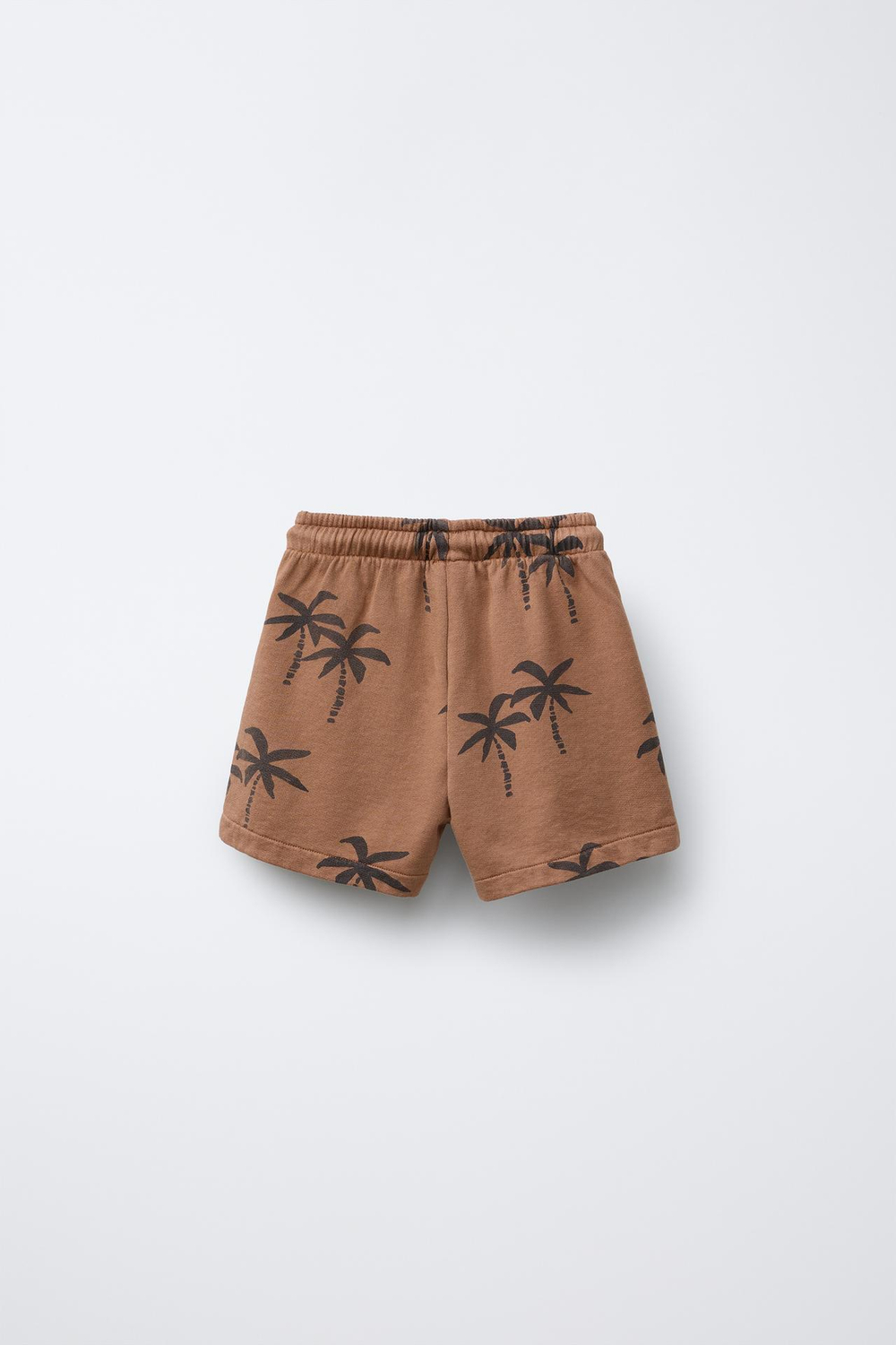 ZARA ШОРТЫ-БЕРМУДЫ ИЗ ТКАНИ С РЕЛЬЕФНЫМ УЗОРОМ И ПРИНТОМ «ПАЛЬМЫ», СВЕТЛО-КОРИЧНЕВЫЙ