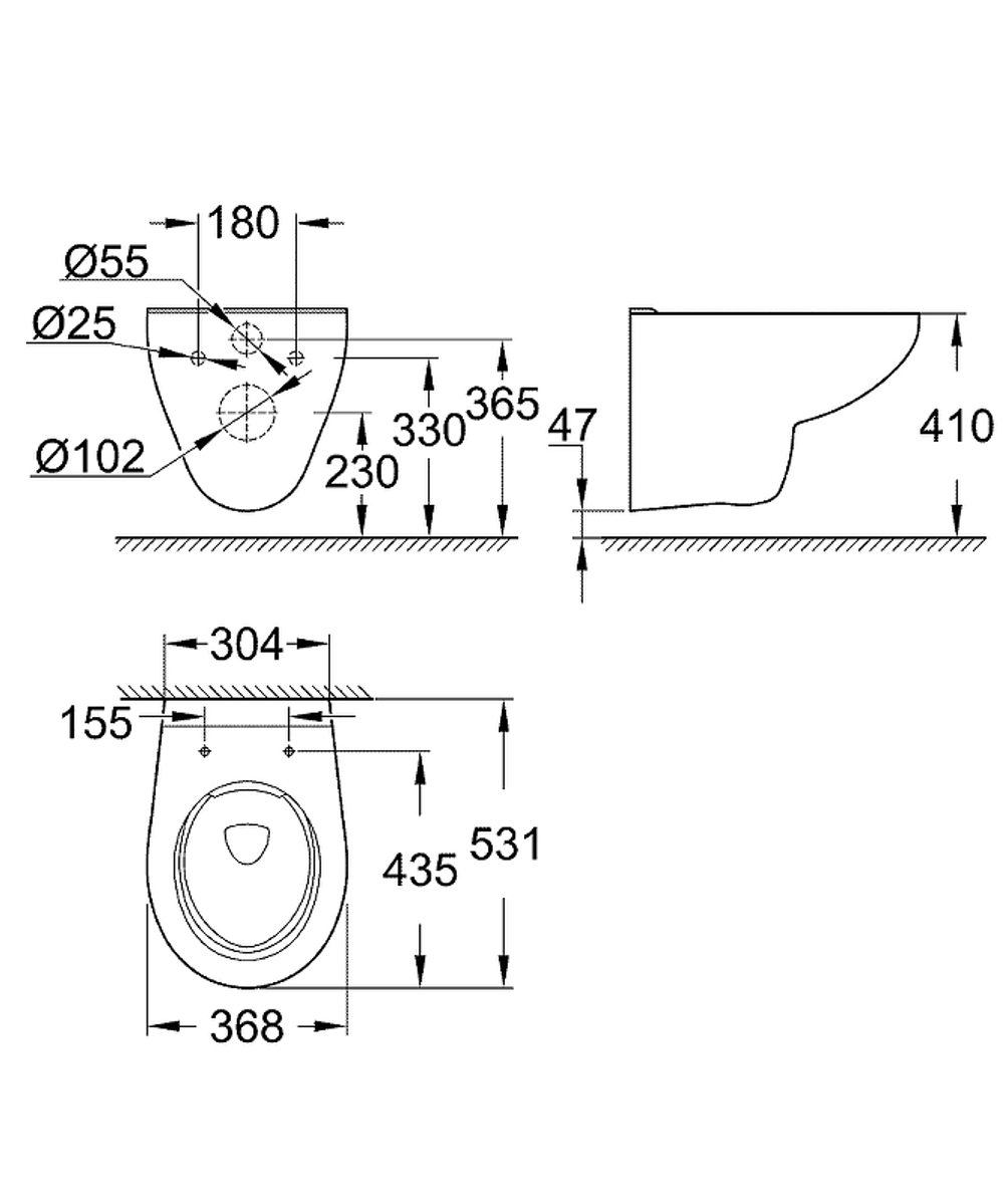 Унитаз Grohe Bau Ceramic 39427000 подвесной без сиденья