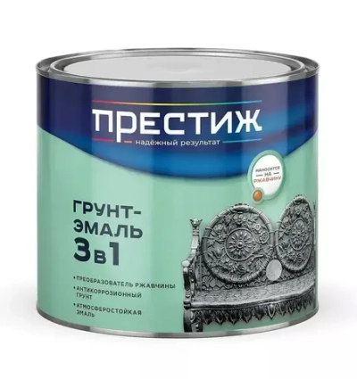 Грунт Эмаль полуглянцевая по ржавчине 3в1 Черная 1.9 кг Престиж