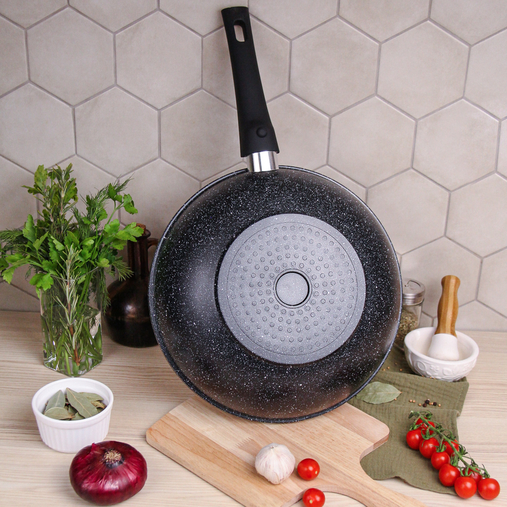 Сковородка Вок, d28 "Diamante" со съемной ручкой, для ИНДУКЦИИ