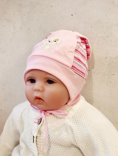 Шапочка хлопок с ушками, Жирафик, голубая 44
