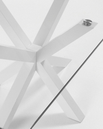 Обеденный стол Arya стеклянный с белыми стальными ножками 180x100