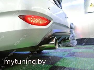 Диффузор заднего бампера с двойным выхлопом для Hyundai Solaris