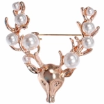 Брошь новогодняя «Gold Podarok - Оленёнок с жемчужинками», 5*4см
