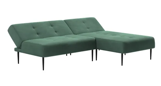 Monaco диван-кровать с шезлонгом без подлокотников бархат зеленый 19
