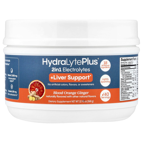 Hydralyte, HydraLyte Plus® для поддержки печени, красный апельсин и имбирь, 368 г (12,98 унции)