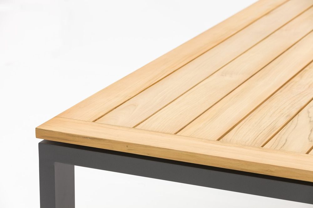 Lyon 220, стол антрацит/натуральный, алюминий/тик