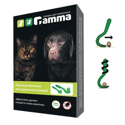 Приспособление для удаления клещей, 63*12*7мм, (уп.2 шт.), Gamma