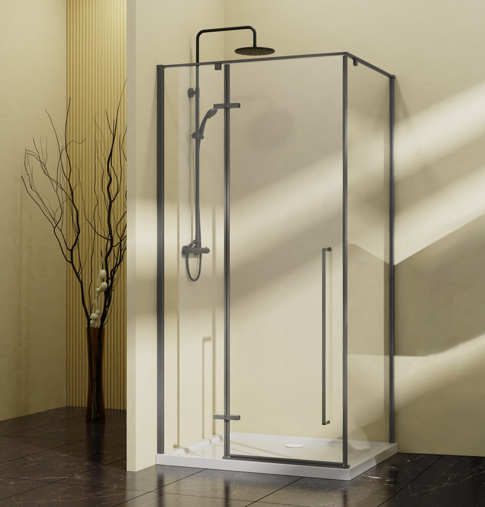 Душевой уголок Slim-N VSR-5SN9090CLGM, 900*900, вороненая сталь, стекло прозрачное