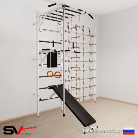 Шведская стенка Sv Sport 5250 (Турник рукоход/Брусья/Скамья/Канат/Кольца/Лестница/Канатный лаз)