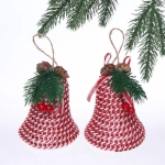 Ёлочные игрушки «Колокольчики со стразами» 11 см (набор 2 шт), Красный