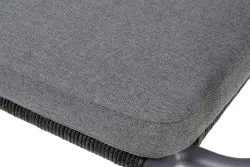 "Нуар" стул плетеный из роупа, каркас алюминий темно-серый (RAL7024) муар, роуп темно-серый круглый, ткань темно-серая 027