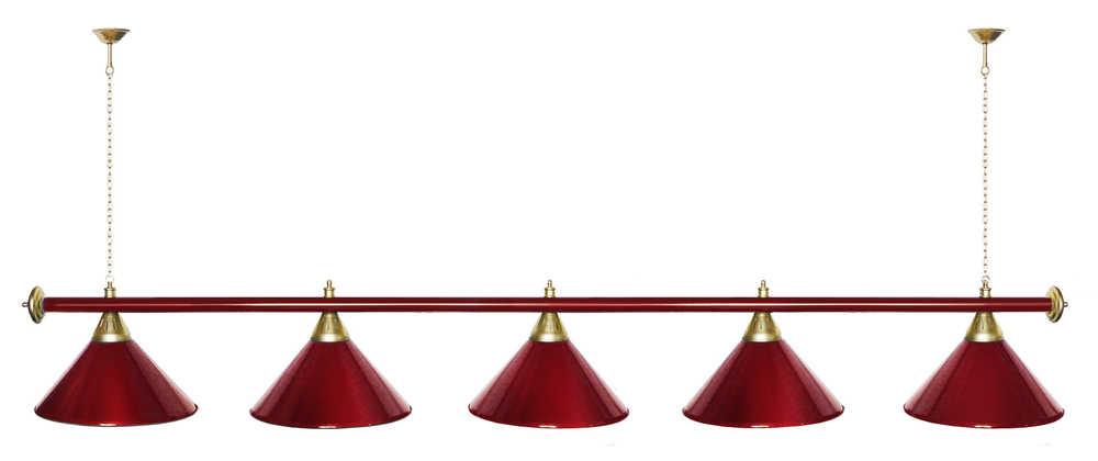 Лампа STARTBILLIARDS 5 пл. (плафоны зеленые,штанга золотая,фурнитура золото)