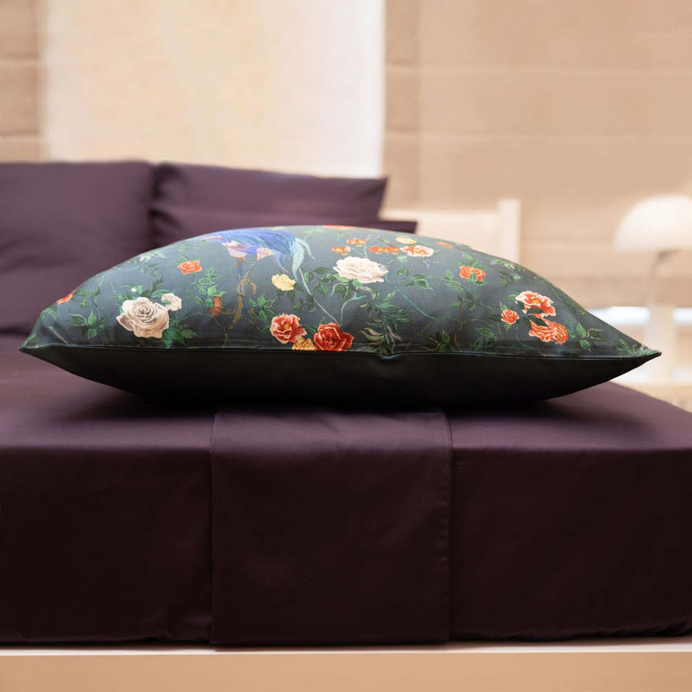 Наволочка 50x70 Mollen Журавль темно-бирюзовая хлопковая