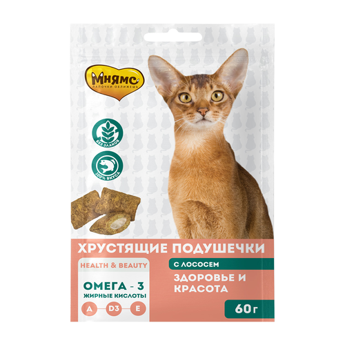 Лакомство для кошек Мнямс с лососем "Здоровье и красота", 60 г