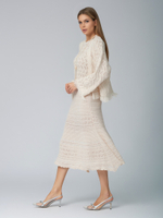 Женская трикотажная юбка молочная с ажурным узором