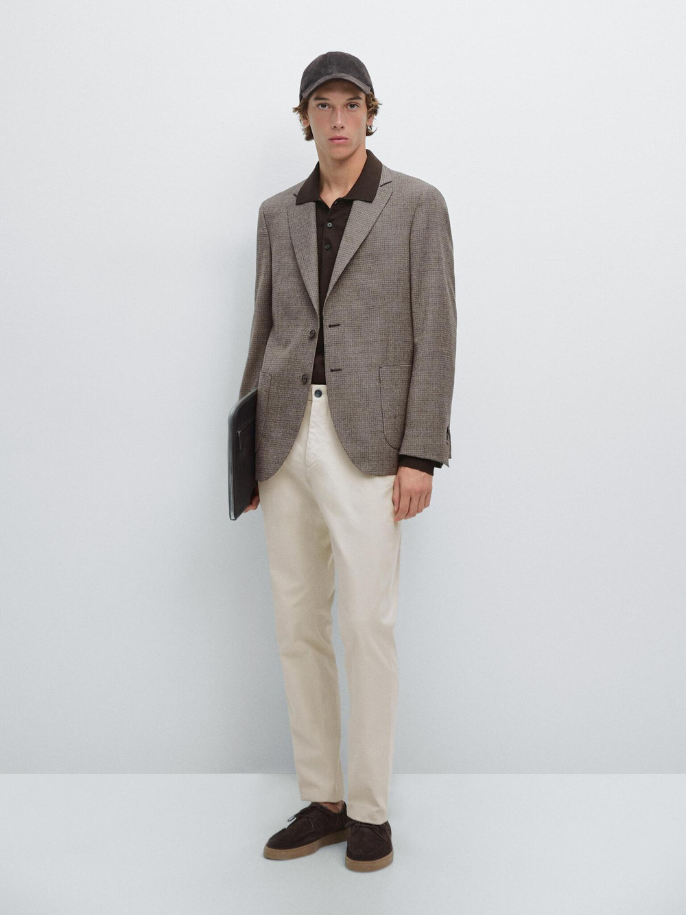 Massimo Dutti Облегающие текстурированные брюки, каменный