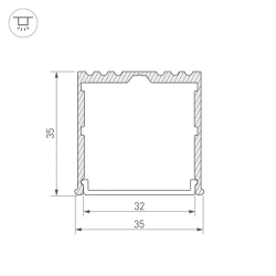 Профиль ARH-POWER-W35-3000 ANOD (Arlight, Алюминий) 036136