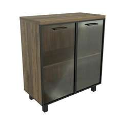 Креденция 2 двери со стеклом ПРЕЗИДЕНТ-PRO BLACK ПР502 800х400х900