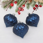 Ёлочные игрушки «Юла» 8 см (набор 3 шт), сапфир