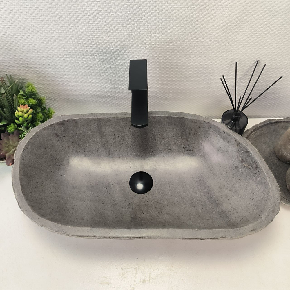 Раковина из речного камня RS63635 (64*35*16) 0124