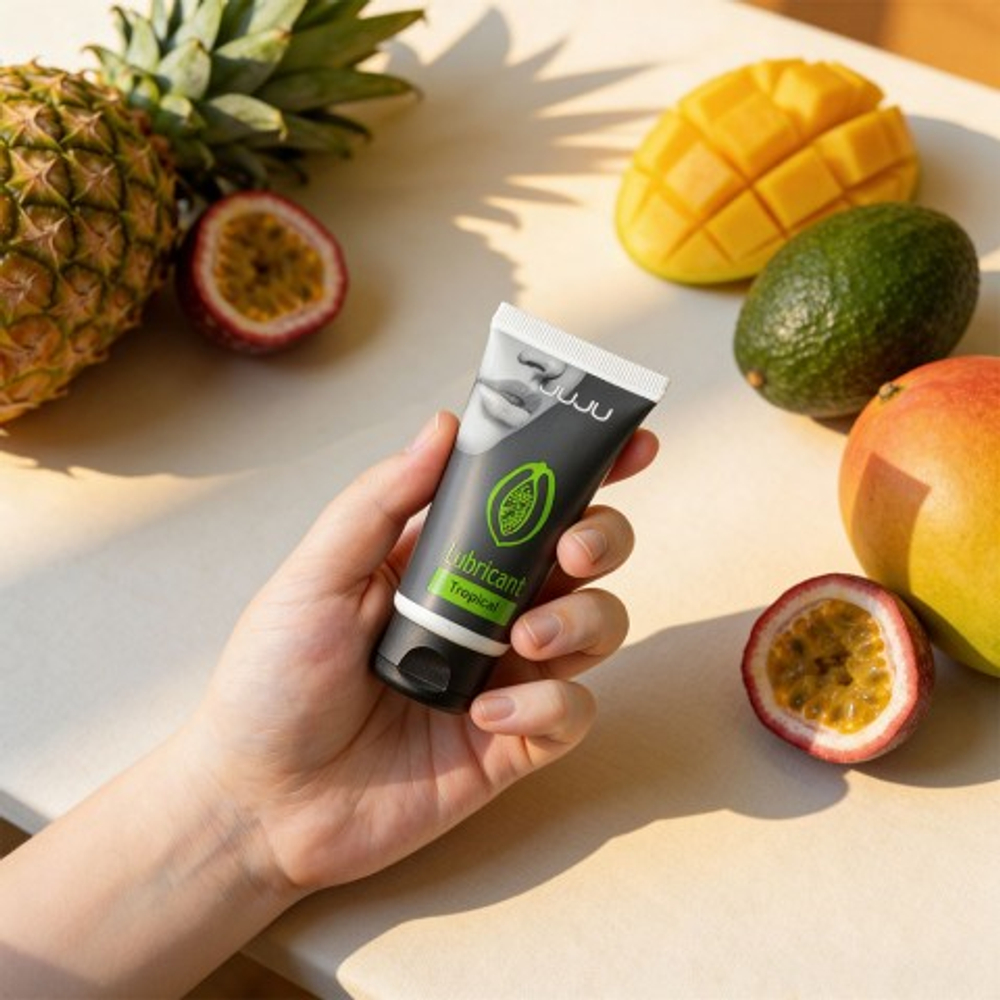 Съедобный лубрикант JUJU со вкусом тропический фруктов  50 мл