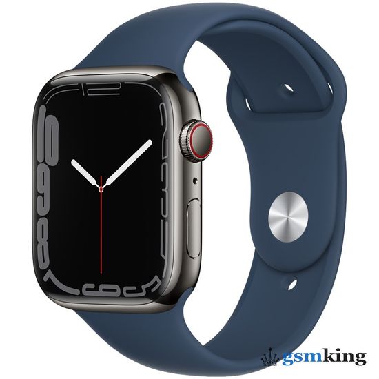 Apple Watch Series 7 GPS + Cellular 45mm Graphite Stainless Steel Case with Abyss Blue Sport Band MKJH3LL/A