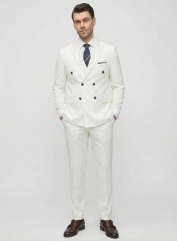 Мужской костюм двубортный (белый) А82
