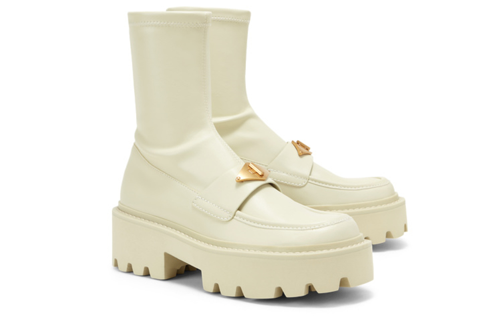 CHARLES&KEITH Small Ck PU Ankle Boots 5.1cm Women"s Black/Chalk White/BLACK TEXTURED Black Textured