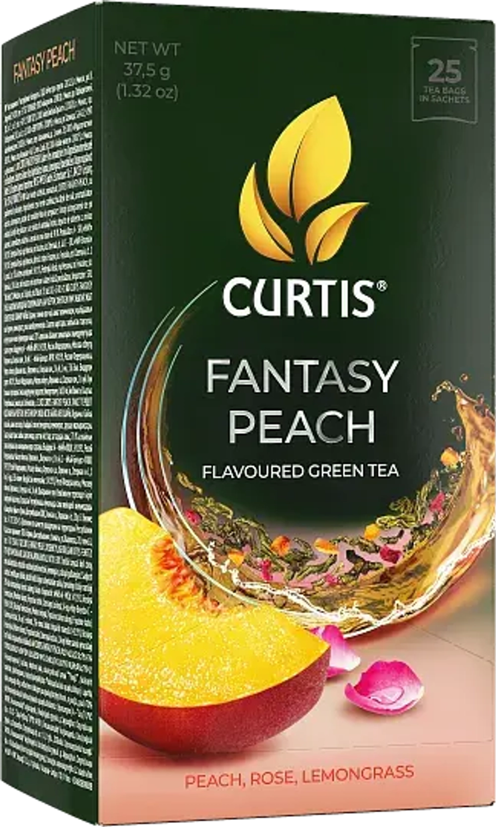 Curtis Fantasy Peach чай зеленый с зеленым яблоком и лепестками роз, 25 пакетиков × 1,5г. Кёртис