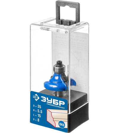 ЗУБР 35 x 17 мм, радиус 5.5 мм, фреза кромочная калевочная №3, Профессионал (28703-35)