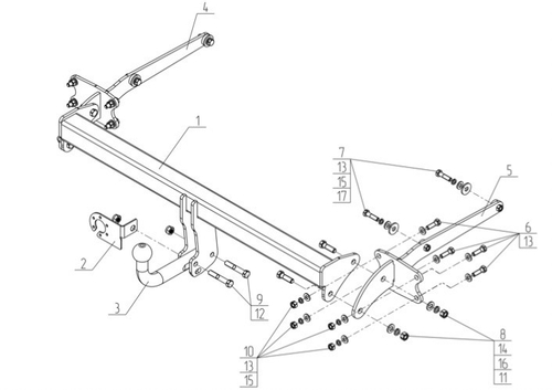 Фаркоп для Mercedes GLK-Class x204 2008-2015 Тип шара: A. Нагрузки: 2500/100 кг, MB 08