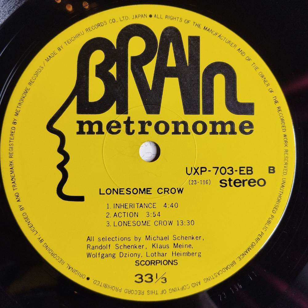 Винтажная виниловая пластинка LP Scorpions Lonesome Crow (Japan 1976) (No Obi) Leave Me