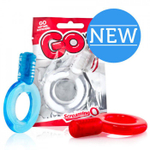 Голубое упругое кольцо на пенис с вибрацией Go (Цвет: голубой)