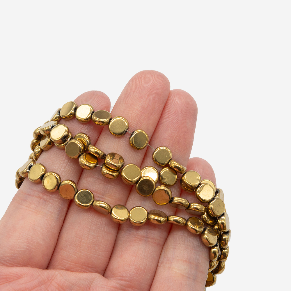 Гематин (гематит), монетка 6*2,3мм, оттенок "Золото"