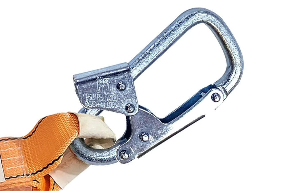 Строп аВд с амортизатором двуплечный L=1,5 м с 3-мя карабинами (1 стандарт 30 мм + 2 больших 60 мм)