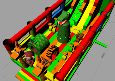 Коммерческий надувной батут «Страна Сафария 2» с крышей и высокими горками, 10x5x5 м