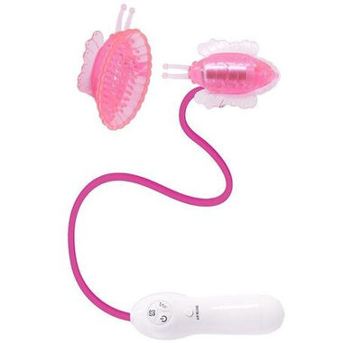 Розовая вибробукашка для клитора с вакуумным всасыванием (Цвет: розовый)