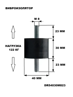 Виброизоляторы цилиндрические с наружной резьбой М8, тип EC (A). DR54030M823