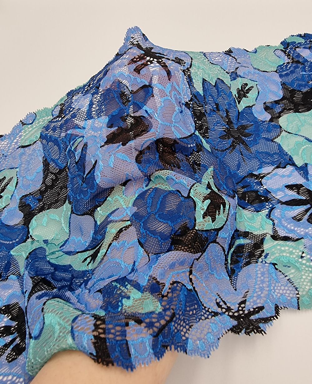 Кружево эластичное синий/голубой К636