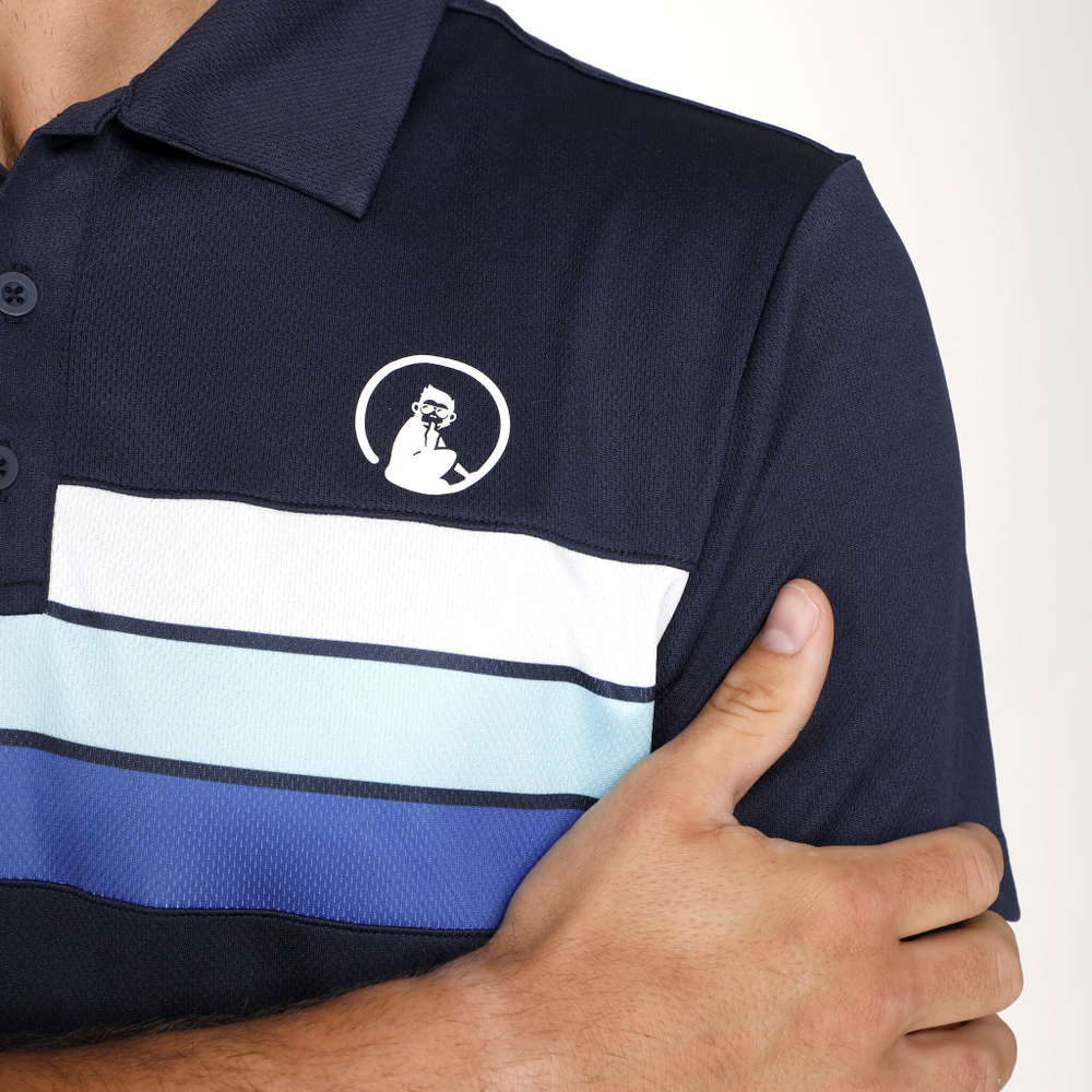 Мужское теннисное поло Quiet Please Ocean Block Stripe Tournament Polo Men - Blue