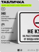 Табличка для частной территории "Не курить", на дом, для участка, организаций и частных территорий, предупреждающая, 40х30 см, Silver Plane x Айдентика Технолоджи