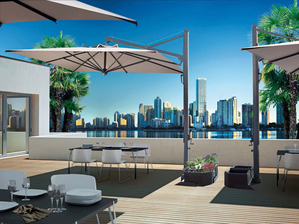 Зонт профессиональный 3.5х3.5 м Scolaro Galileo Dark, антрацит, слоновая кость